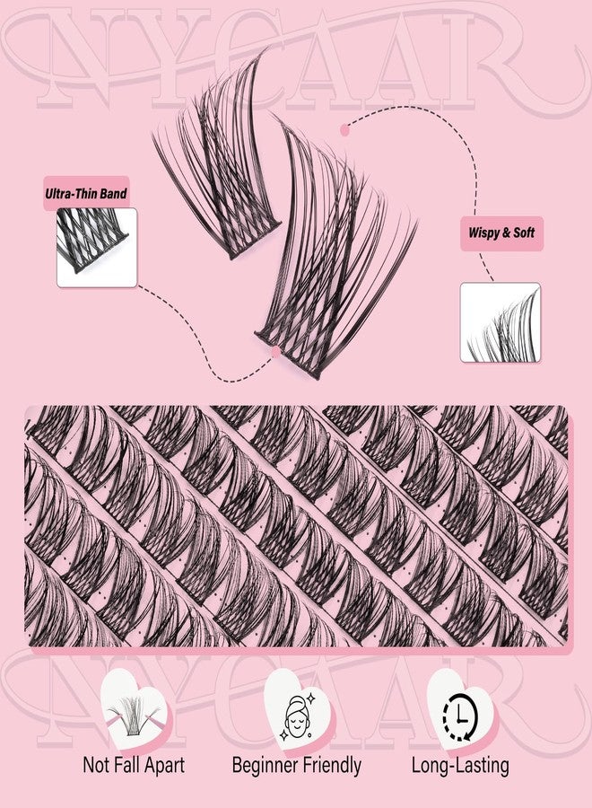 NYCAAR Lash Clusters Kit Wispy Natural Lash Extension Kit D Curl 144Pcs Fluffy Individual Lashes 8-18mm Anime Eyelash Extension Kit with Bond and Seal,Remover,Applicators DIY Lashes Kit at Home(NY03) - Image 3